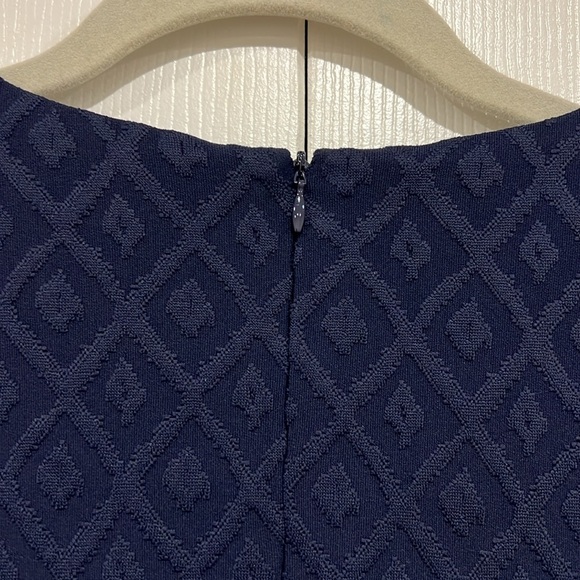 J.McLaughlin Swing Dress Duval Diamond Jacquard Short Sleeve Navy Size Small - Picture 5 of 8